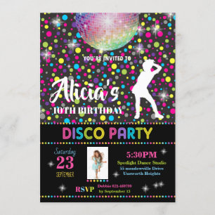 Invitation Disco Party Fille Dance Anniversaire In