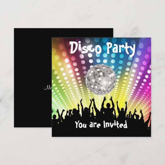 Invitation Disco Party Toute fête (Devant / Derrière)
