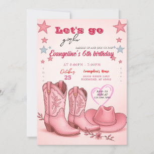 Invitation Disco personnel Rodeo Rose Cowgirl fête d'annivers
