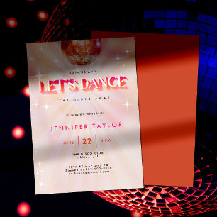 Invitation Disco Pink Retro Red Dance Bachelorte Party