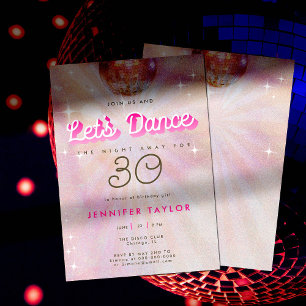Invitation Disco Pink Turquoise Retro Danse 30e fête d'annive