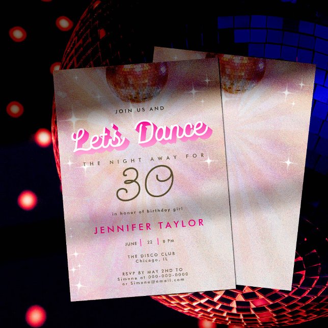 Invitation Disco Pink Turquoise Retro Danse 30e fête d'annive (Créateur téléchargé)