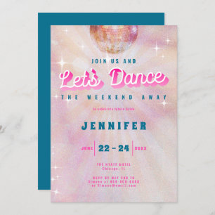 Invitation Disco Pink Turquoise Retro Danse Bachelorette Week