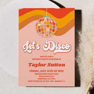 Invitation Disco Retro les années 70 fête d'anniversaire