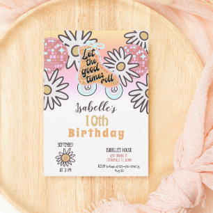 Invitation Disco Roller Skating Girls Anniversaire