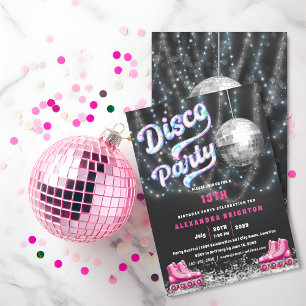 Invitation Disco Roller Sking fête d'anniversaire