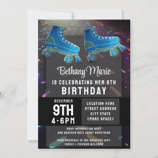 Invitation Disco Rollerskate Birthday Parties scintillant Rol
