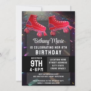 Invitation Disco Rollerskate Birthday Parties scintillant Rol