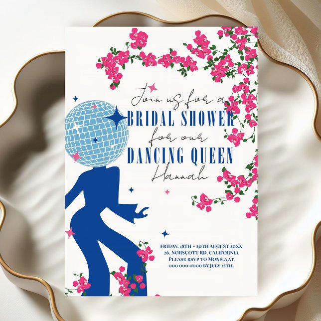 Invitation Disco Santorini Musique Bougainvillea Fête des mar (Créateur téléchargé)