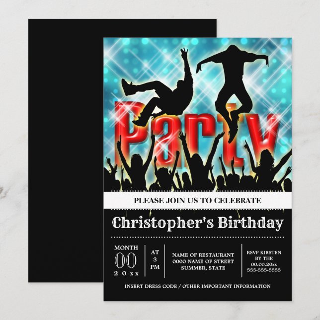 Invitation Disco soirée dansante soirée rave clubing (Devant / Derrière)