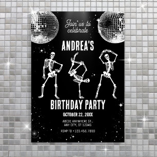 Invitation Disco squelette danser fête d'anniversaire