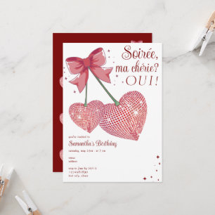 Invitation Disco tendance Coquette Cherry Sweet Anniversaire