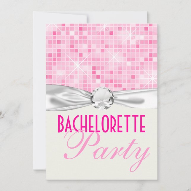 Invitation discothèque bling rose fête de la bachelorette (Devant)
