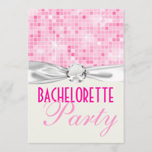 Invitation discothèque bling rose fête de la bachelorette