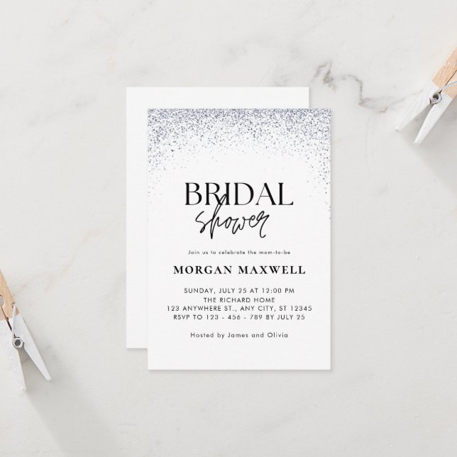 Invitation Discothèque Fête des mariées étincelante (Devant/Arrière en situation)