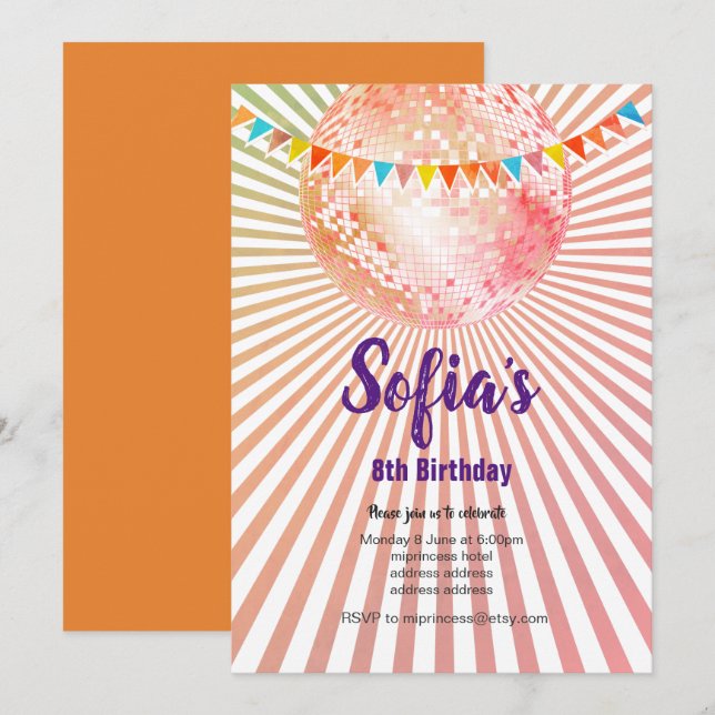 Invitation discothèque, parties scintillant, danse, invitatio (Devant / Derrière)