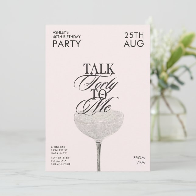 Invitation Discours élégant quarante pour moi 40 fête d'anniv (Debout devant)