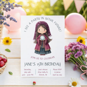 Invitation Diseur de bonne aventure, boule de cristal, annive