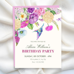 Invitation Disposition florale aquarelle anniversaire