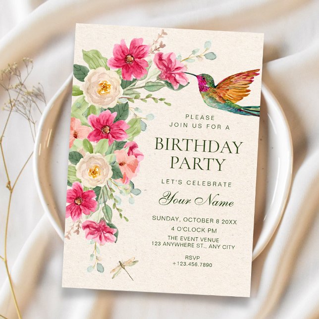 Invitation Disposition florale élégante et douce pour anniver (Créateur téléchargé)