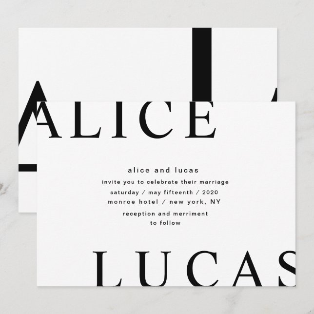 Invitation Disposition ultra moderne Élégant Mariage Monogram (Devant / Derrière)