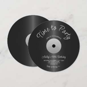 Invitation Disque Argent Vintage 50e Anniversaire
