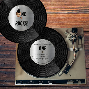 Invitation Disque de Musique Vinyle Personnalisé One Rocks An