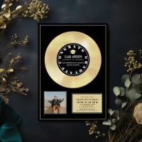 Disque d'or Vinyl Plaque Noire Diplôme de Photo