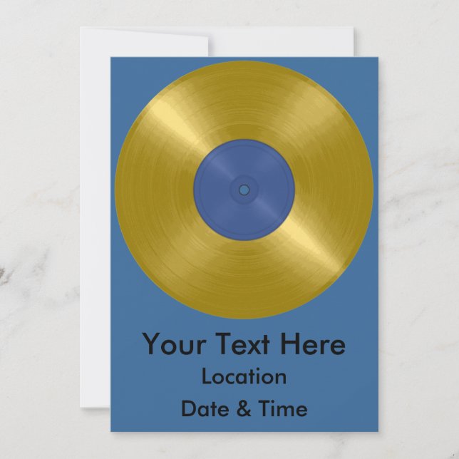 Invitation Disque vinyle album or en or (Devant)