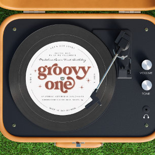 Invitation Disque Vinyle Rétro Groovy