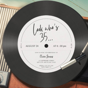 Invitation Disque vinyle rétro regarde qui a 35 ans, 35e anni