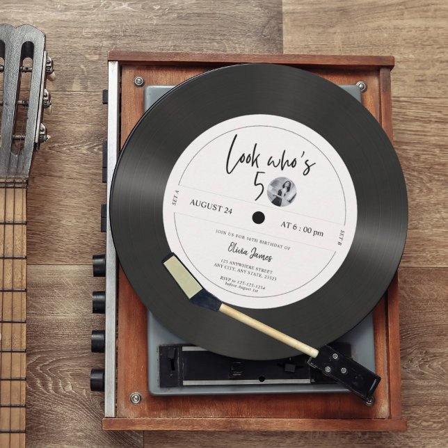 Invitation Disque vinyle rétro regarde qui a 50 ans, 50e anni (Créateur téléchargé)
