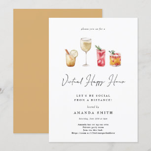 Invitation Distance sociale de Virtual Happy Hour Cocktail Pa
