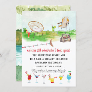 Invitation Distances sociales Jardin BBQ Cookout Party