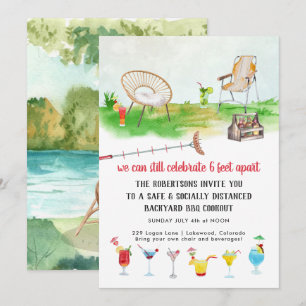 Invitation Distanciation sociale Fête de barbecue dans la c