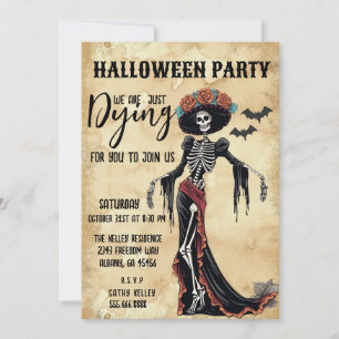 Invitation Distante Catrina Skeleton Halloween Party