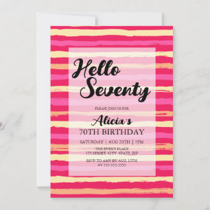 Invitation Distressed Stripes rose coloré 70e anniversaire