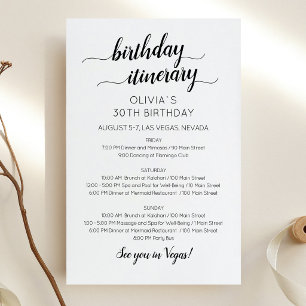 Invitation d'itinéraire d'anniversaire minimaliste