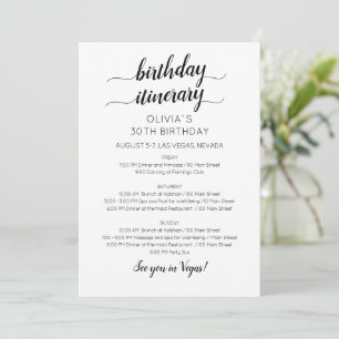 Invitation d'itinéraire d'anniversaire minimaliste