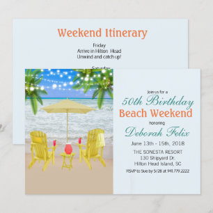 Invitation d'itinéraire de week-end à la plage - T