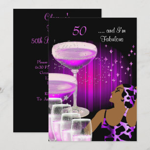 Invitation Diva afro-américaine Fabulosa 50 ans Anniversaire