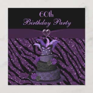 Invitation Diva Cake & Printed Zebra Parties scintillant 60e 