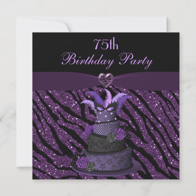 Invitation Diva Cake & Printed Zebra Parties scintillant 75e  (Devant)