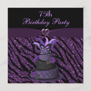 Invitation Diva Cake & Printed Zebra Parties scintillant 75e