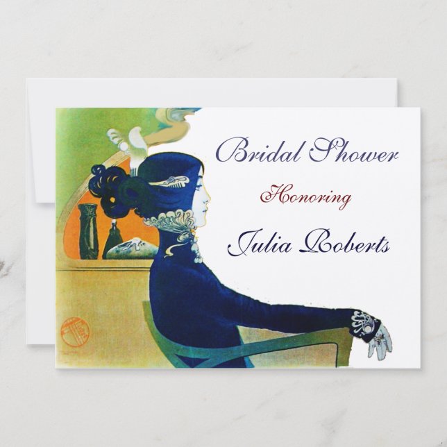 Invitation DIVA EN MONOGRAMME BLEU FÊTE DES MARIÉES PARTY Gol (Devant)