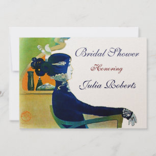 Invitation DIVA EN MONOGRAMME BLEU FÊTE DES MARIÉES PARTY Gol