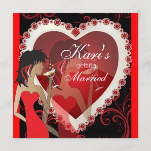 Invitation Diva Girls Night Out dans un coeur de bijoux rouge