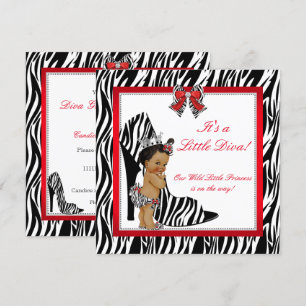 Invitation Diva Zebra Princess Baby shower de fille ethnique
