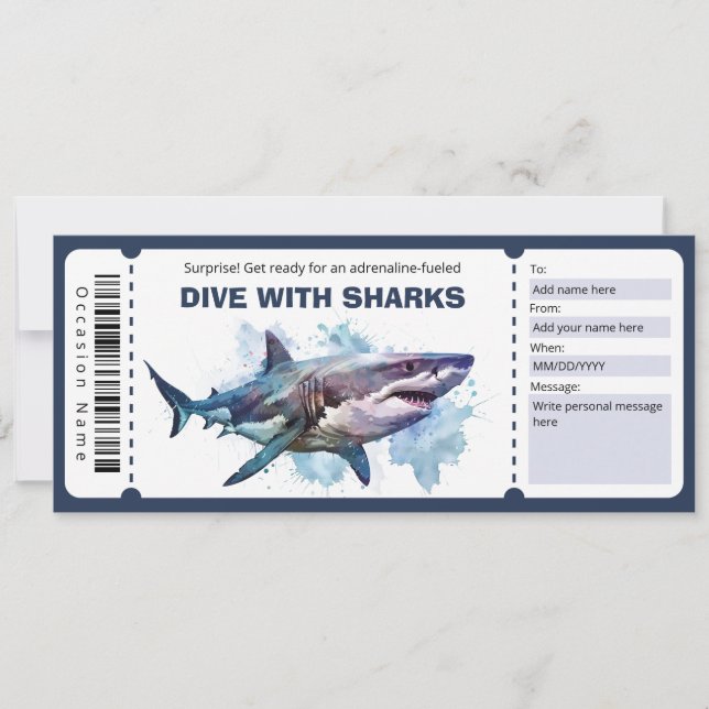 Invitation Dive With Sharks Billet certificat cadeau (Devant)