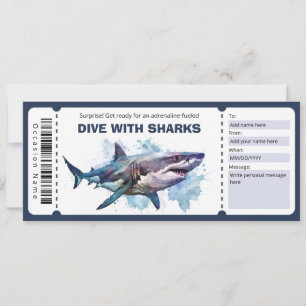 Invitation Dive With Sharks Billet certificat cadeau